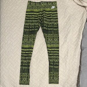 Nike Yellow and Black Leggings with Geometric Pattern